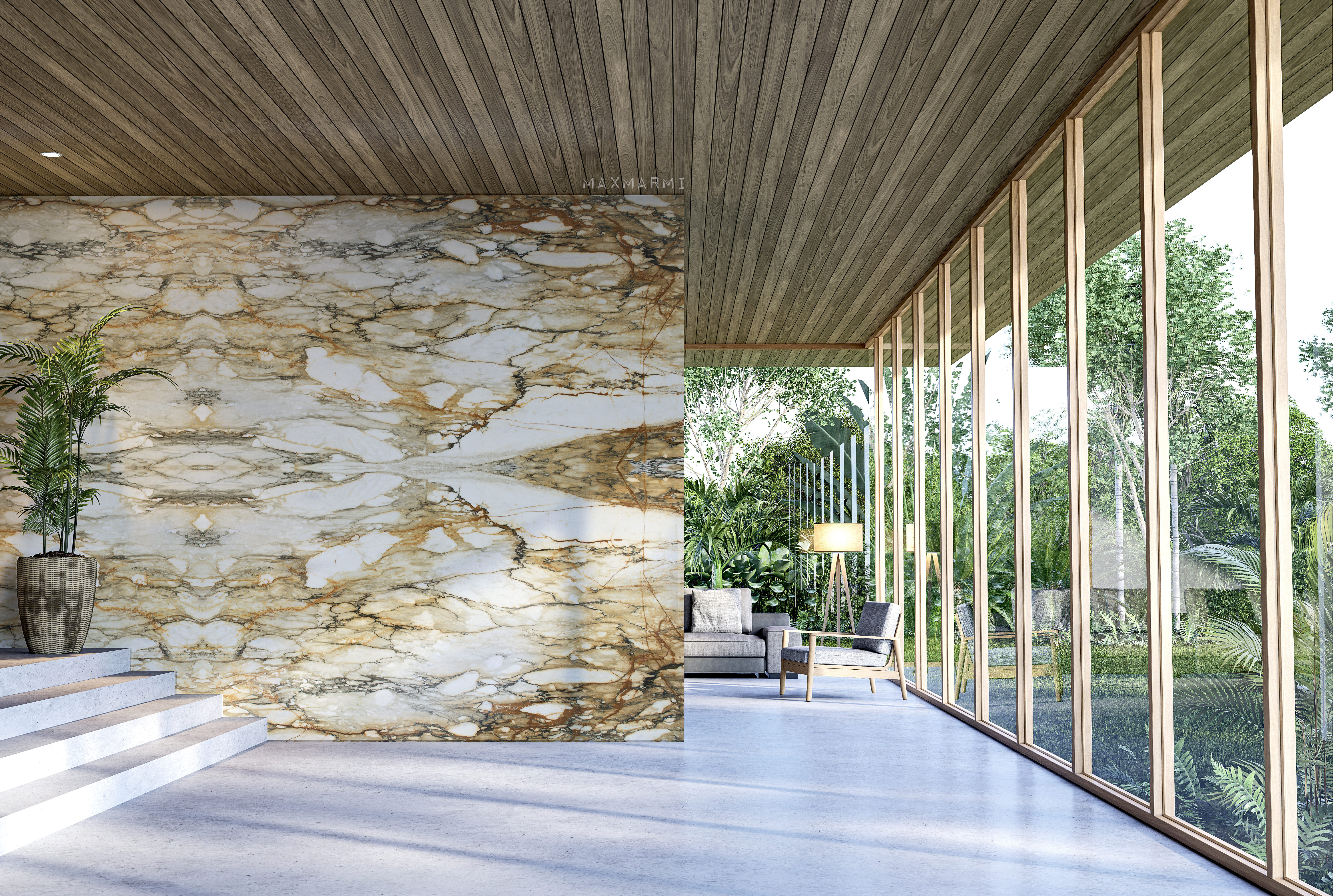 Calacatta Macchia Vecchia Living Feature Wall.