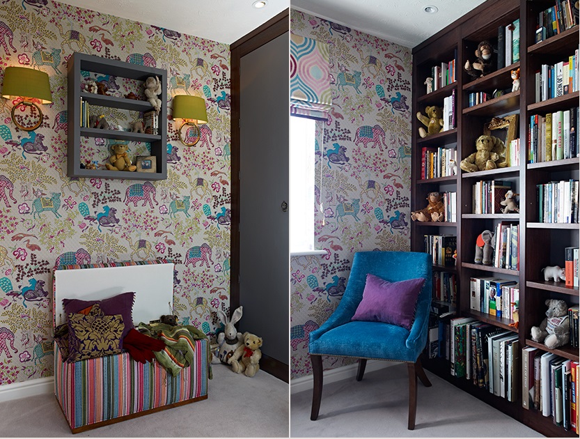 A multi-tasking guest room for storing the clients’ extensive collection of books and bears as well as bespoke wardrobes for clothes & shoes