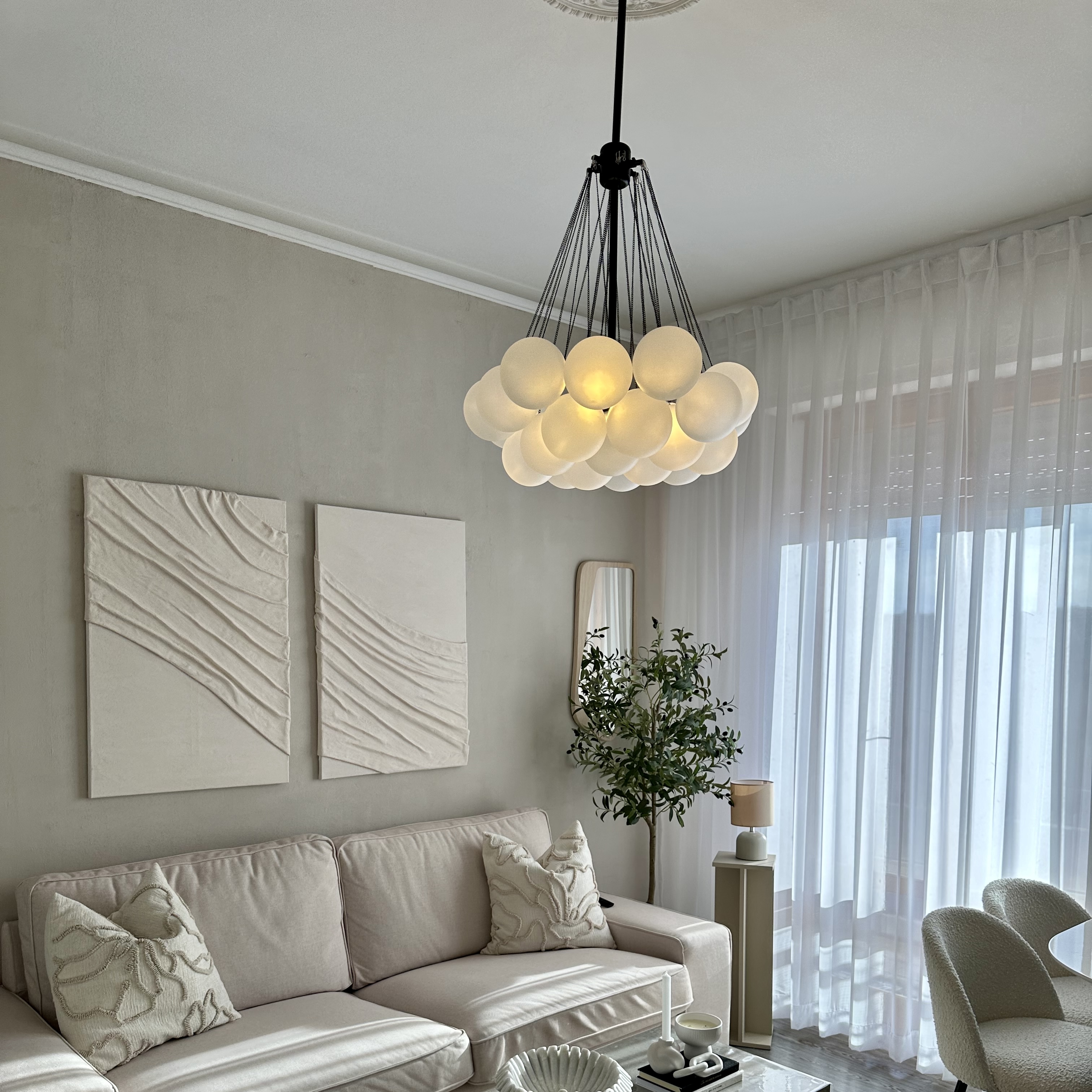 NYRA Frosted Glass Ball Chandelier