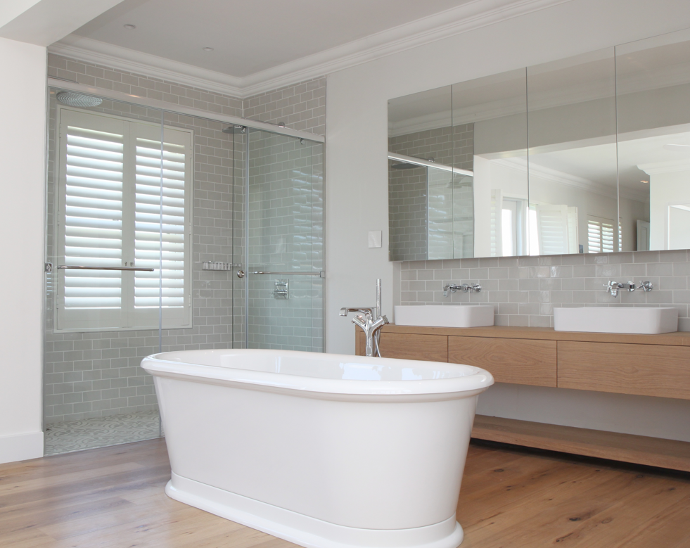 stylish shutters in classic bathroom