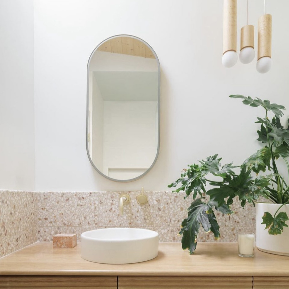 Capsula™ Front Illuminated Bathroom Mirror with Brushed Brass Frame