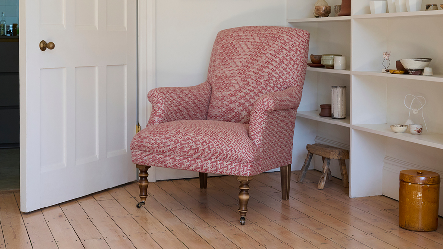 Sofas & Stuff | Snape chair in RHS Collection Gertrude Jekyll Lattice Red