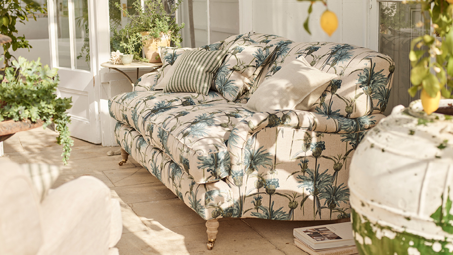 Sofas & Stuff | Kentwell 3 seater sofa in RHS Botanicals Henry Moon Lions Tail Teal