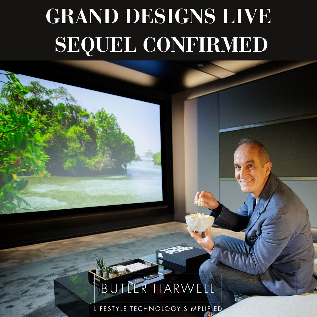 Kevin McCloud enjoying Butler Harwell's Cinema Room at ExCeL London