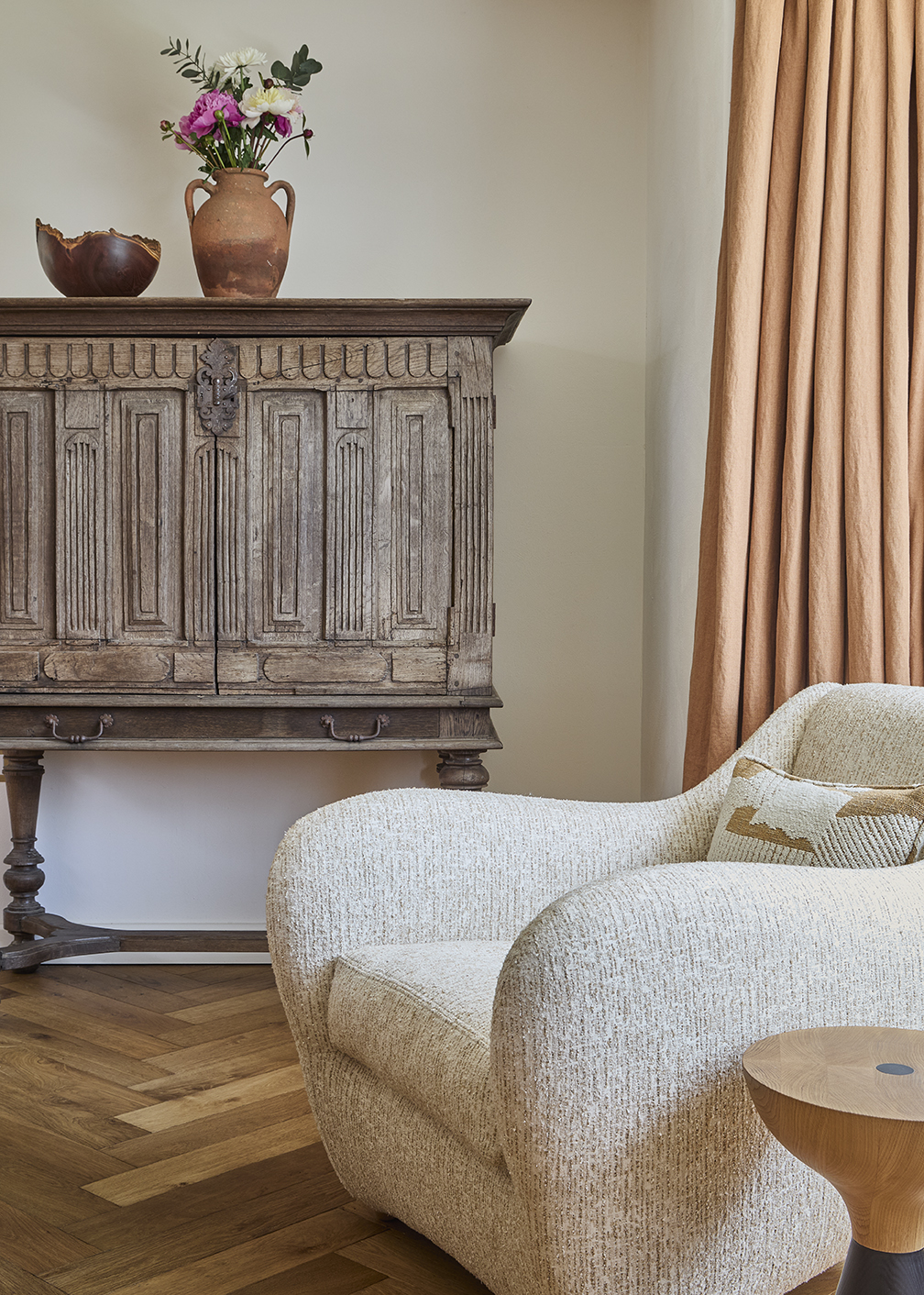 Dining Room with antique cabinet