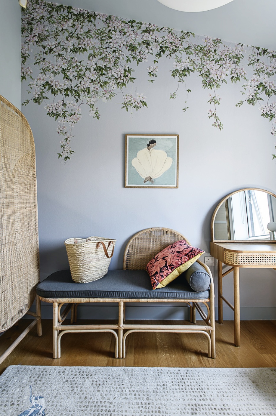 Dressing Room with mural and dressing table