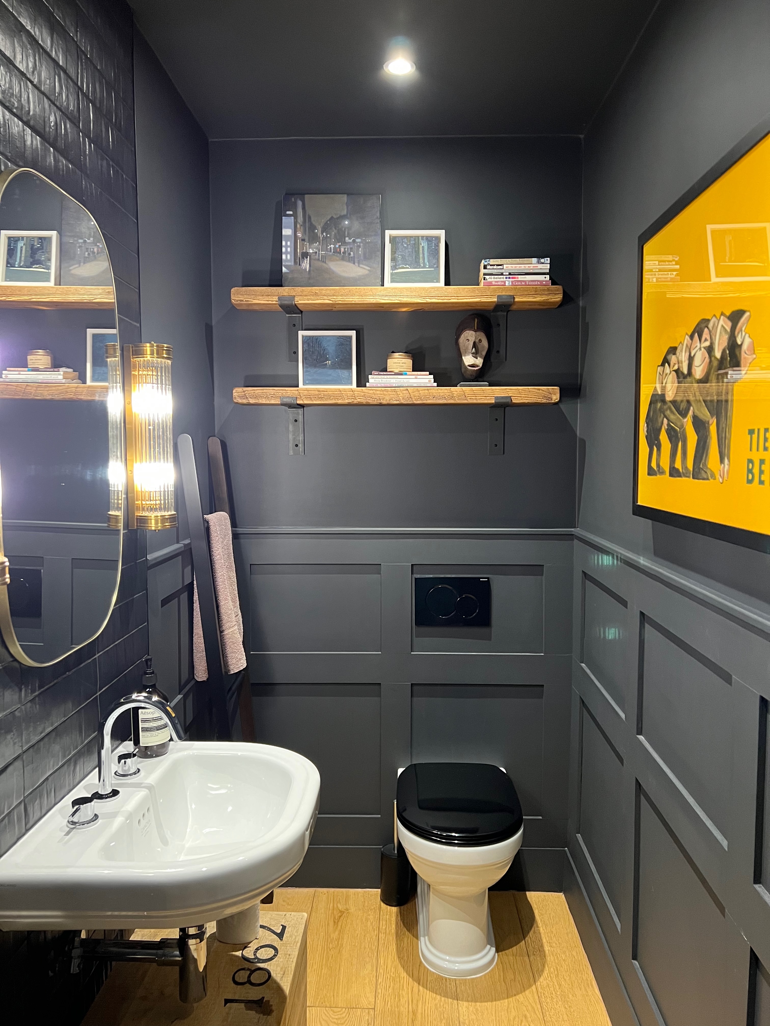 Black and gold cloakroom