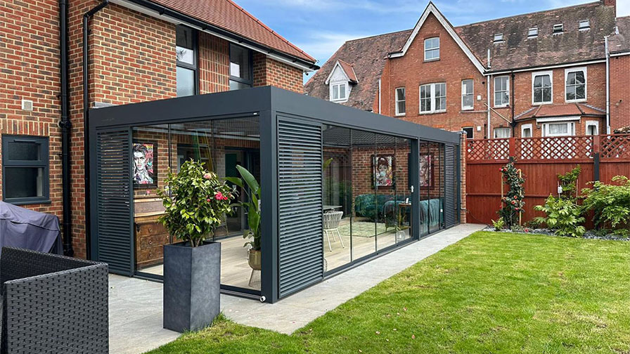 Anthracite grey garden glass room