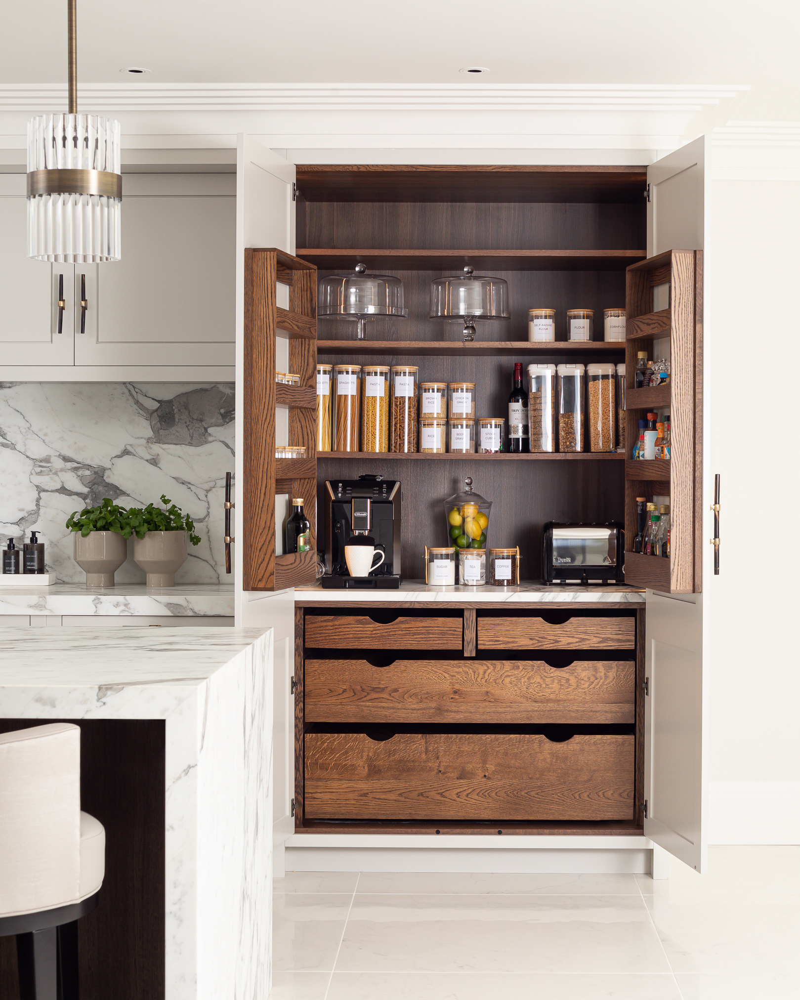 Larder pantry cupboard with jar storage