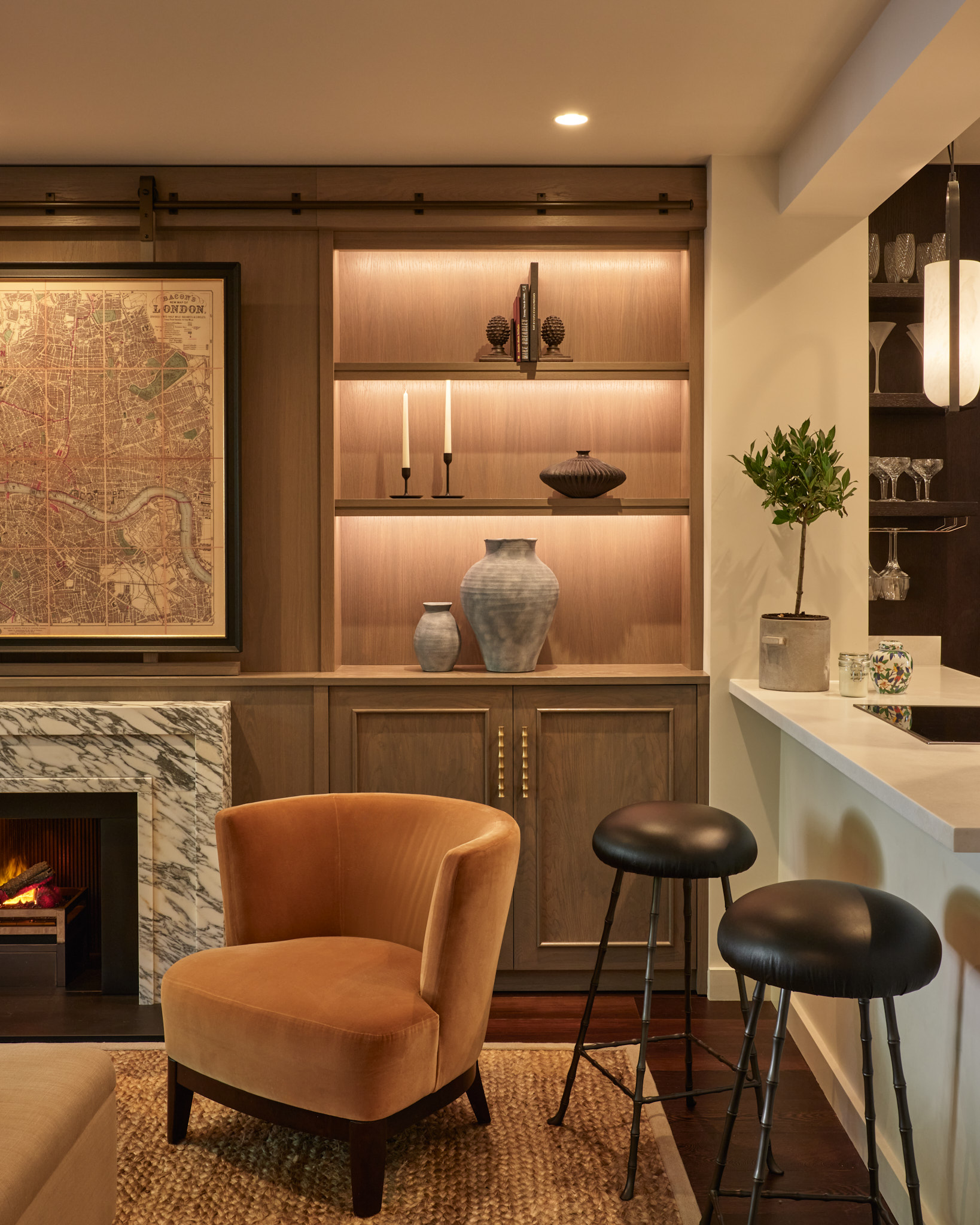 Bar seating at kitchen counter top