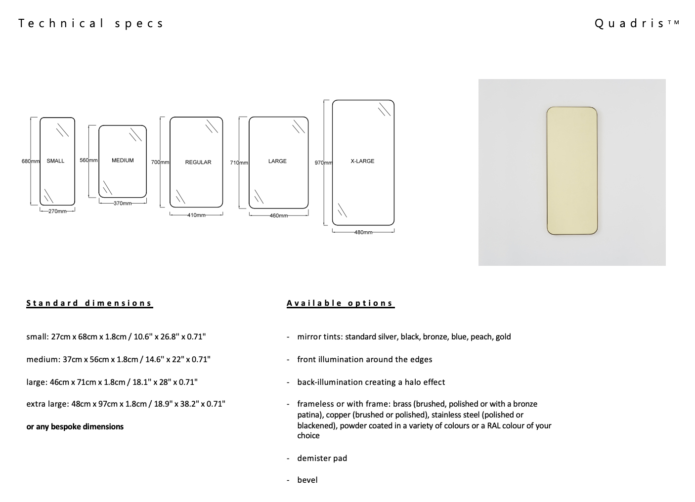 Alguacil Perkoff Rectangular Mirror Spec Sheet