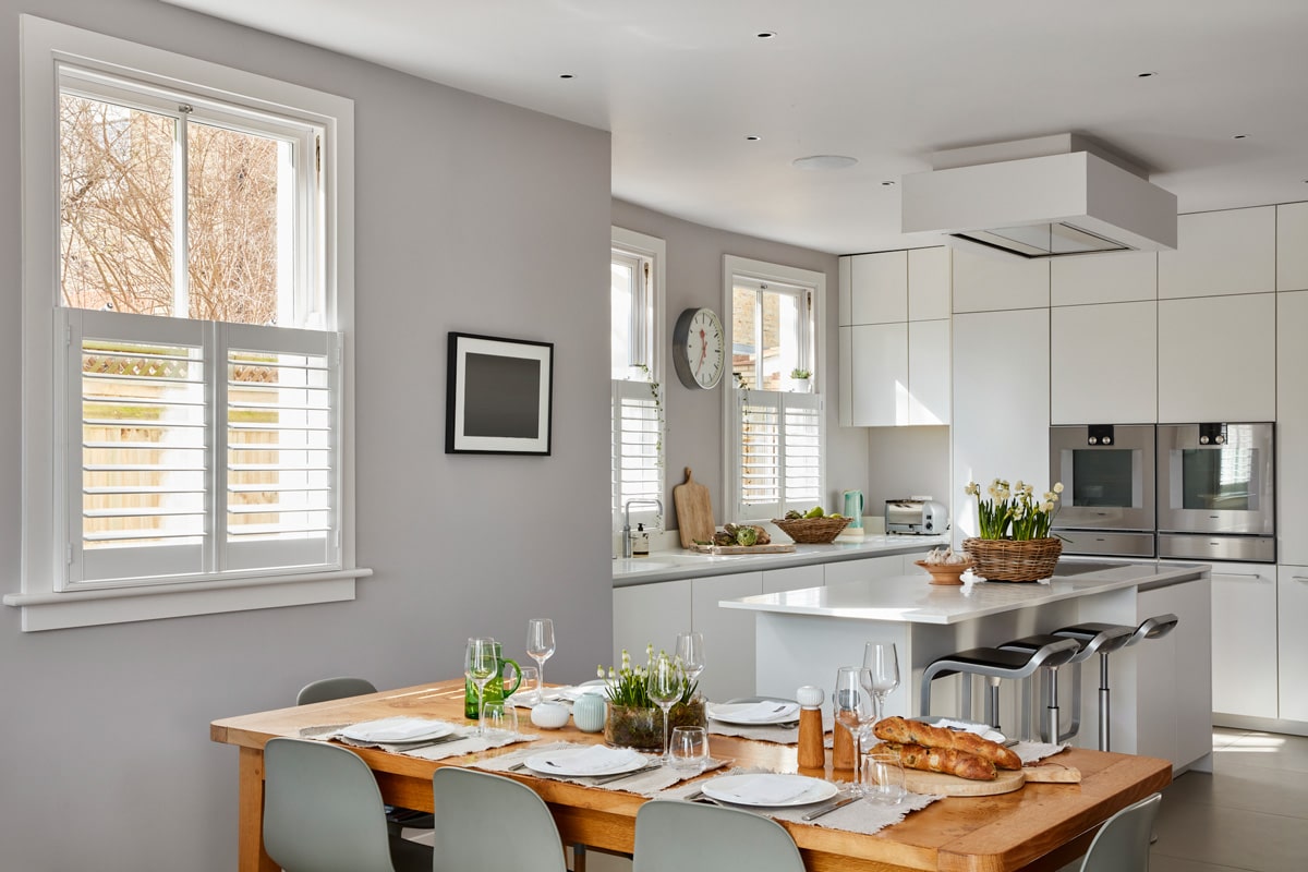 Café Style Shutters for Kitchen Windows by Plantation Shutters Ltd