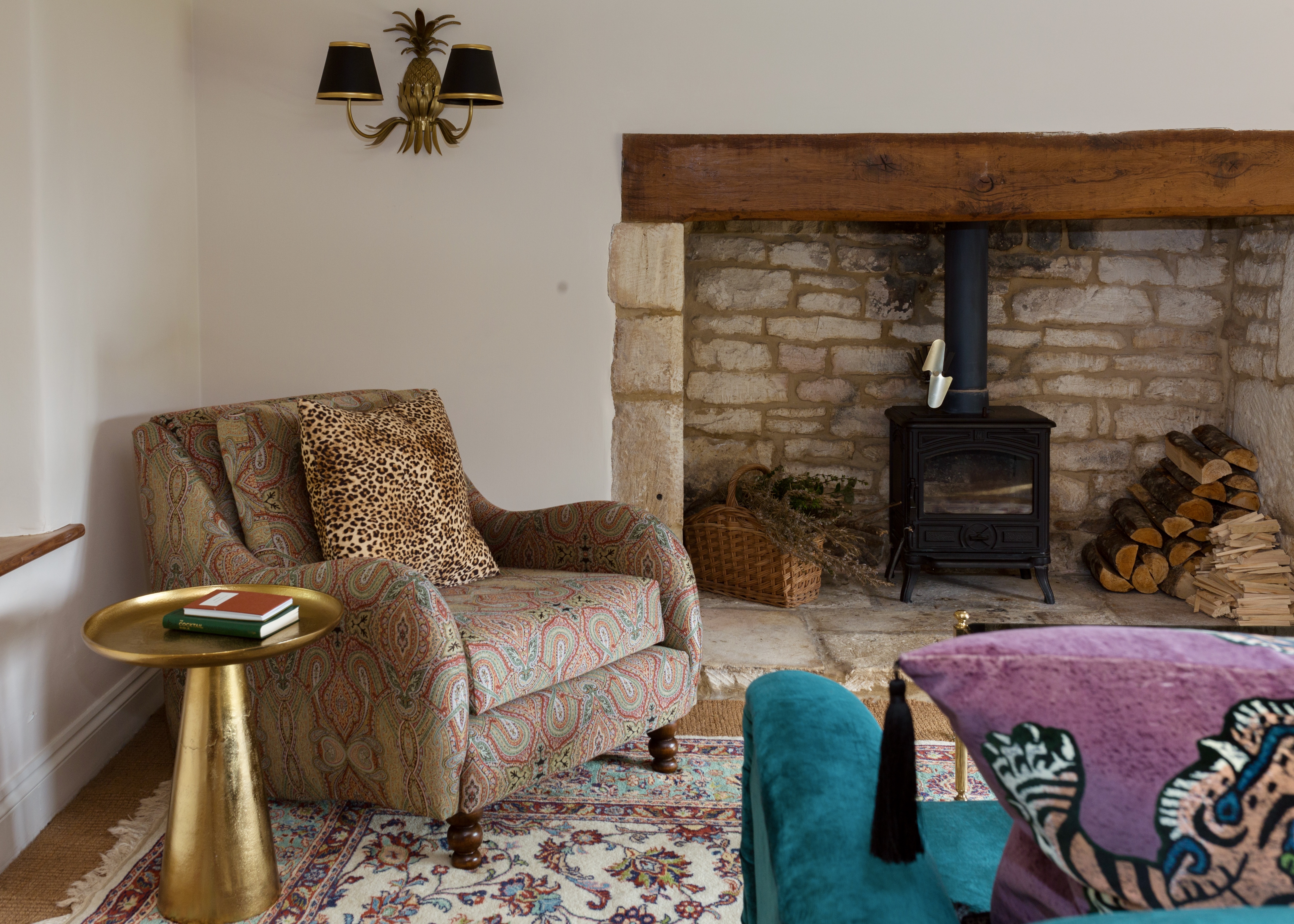 Cottage sitting room contemporary bold pattern