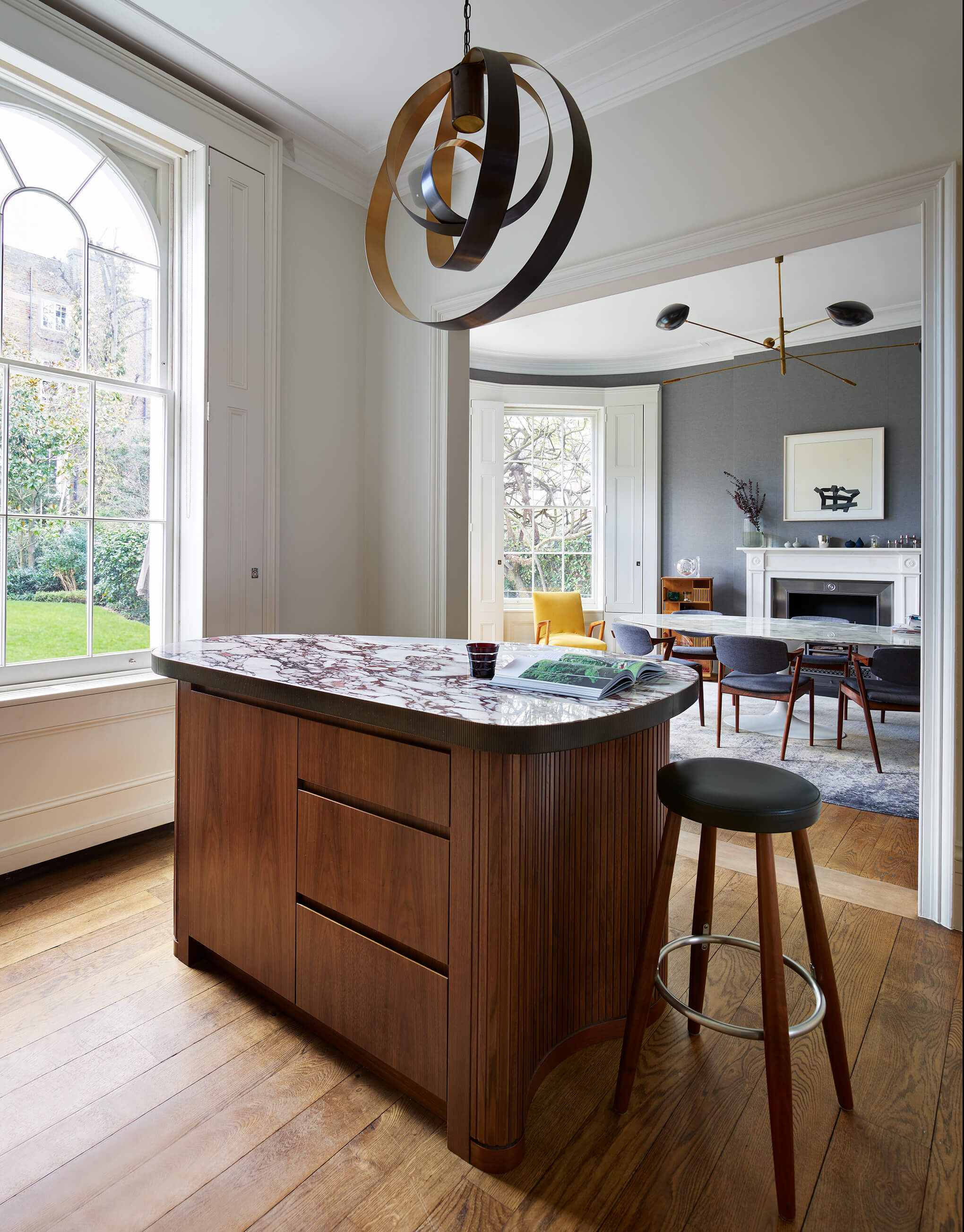 The view to the dining room from the kitchen