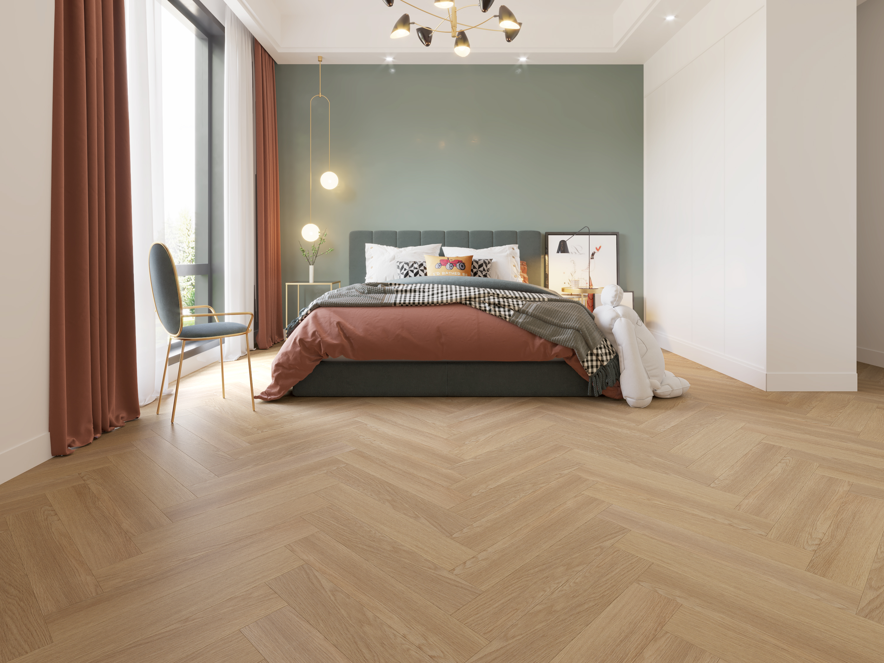 Impervia Herringbone Parquet flooring Champange Pale Oak 