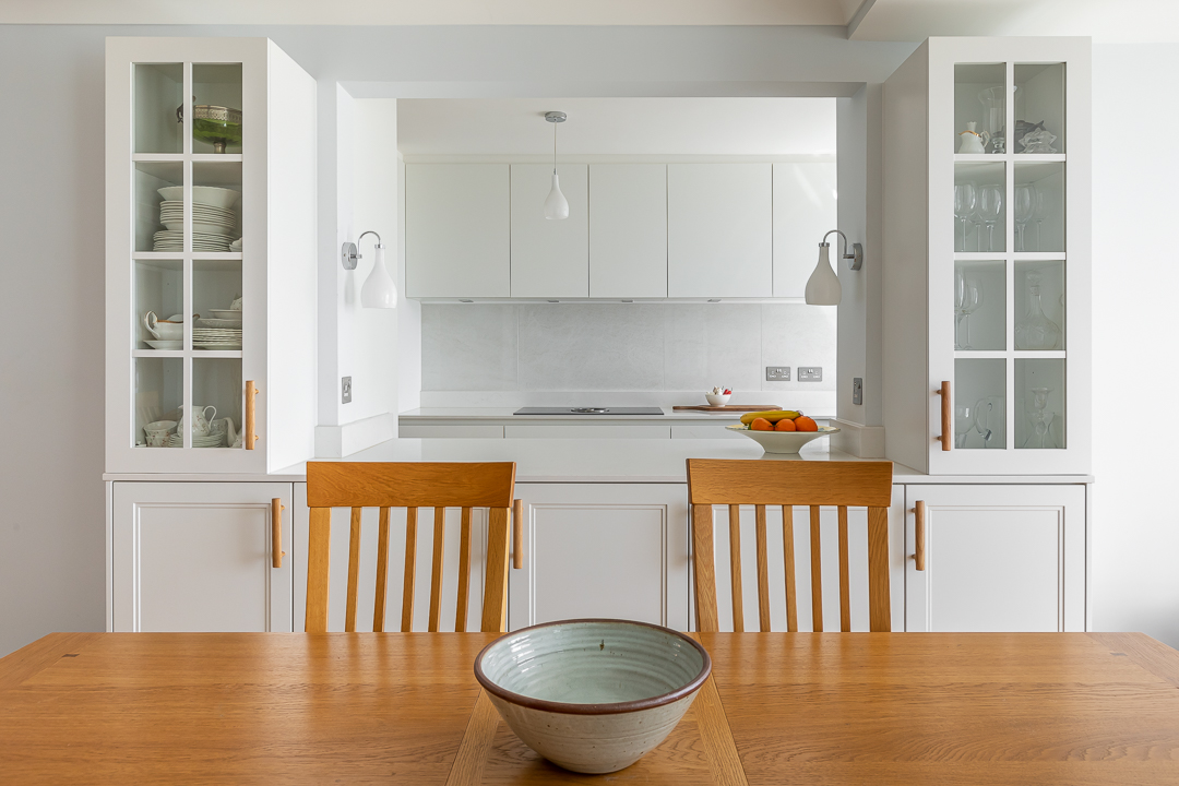 Kitchen through dining view