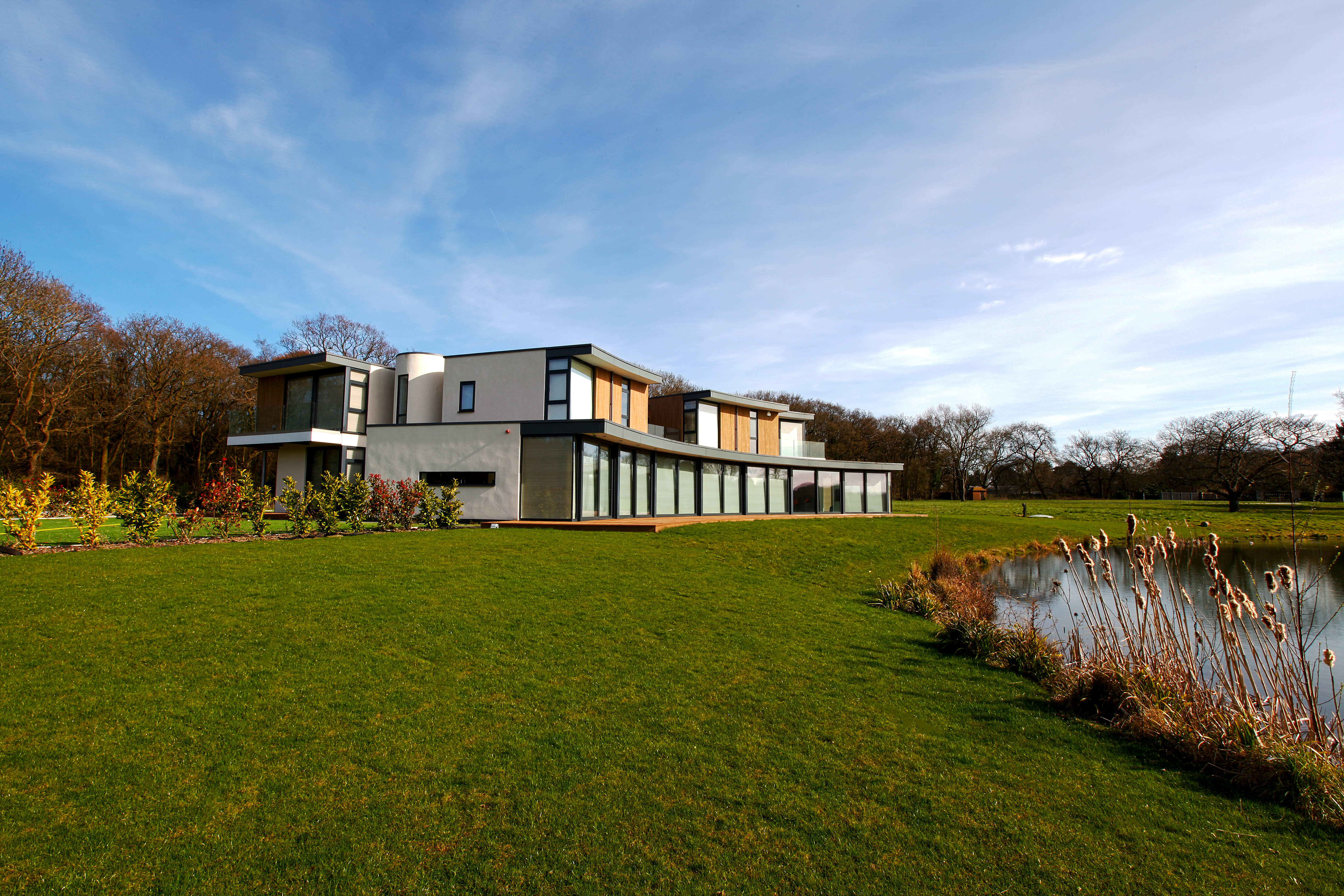 Home in daylight, with shades drawn.