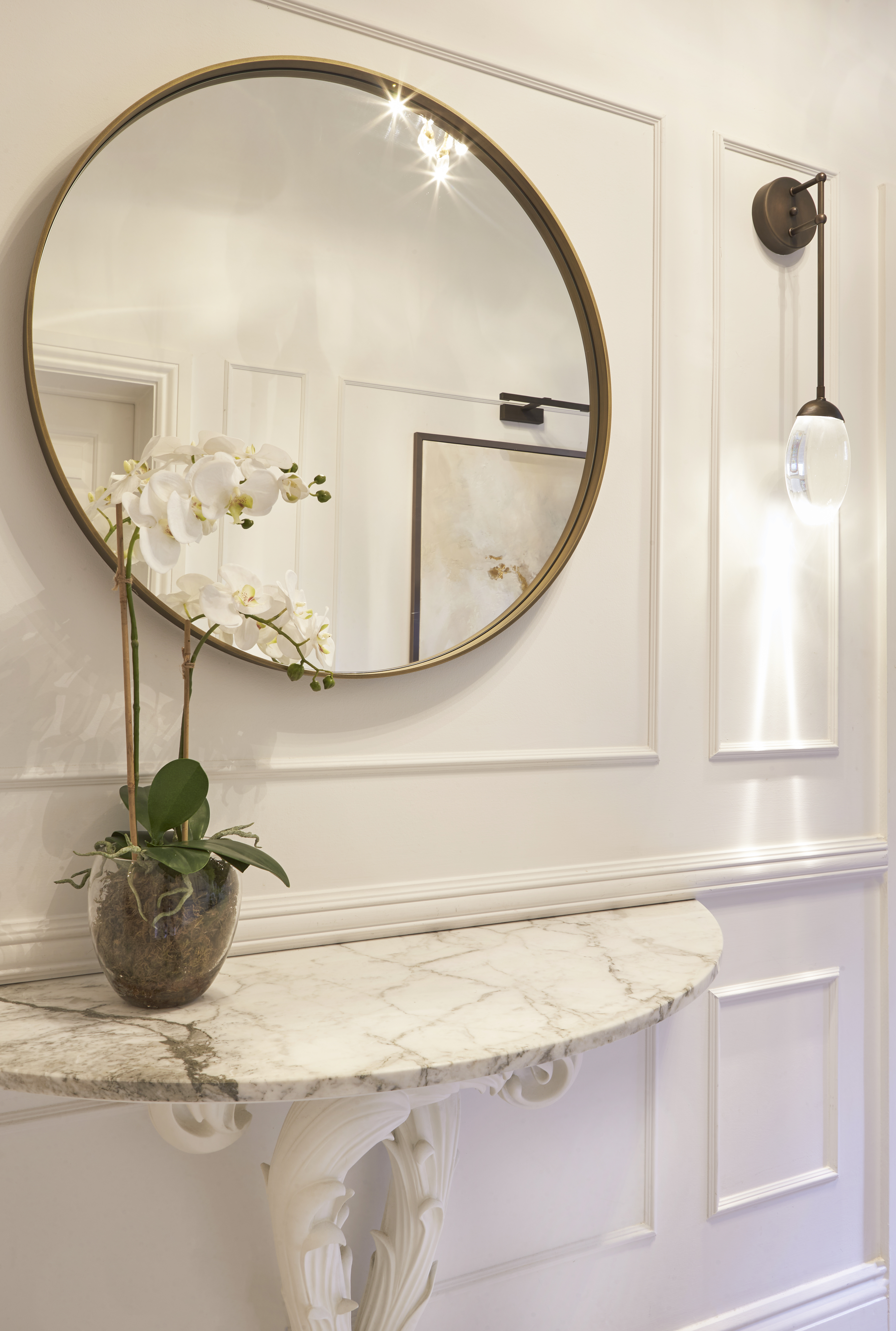 Ornate console table with marble top in victorian entrance hall Interiors by Ingrid