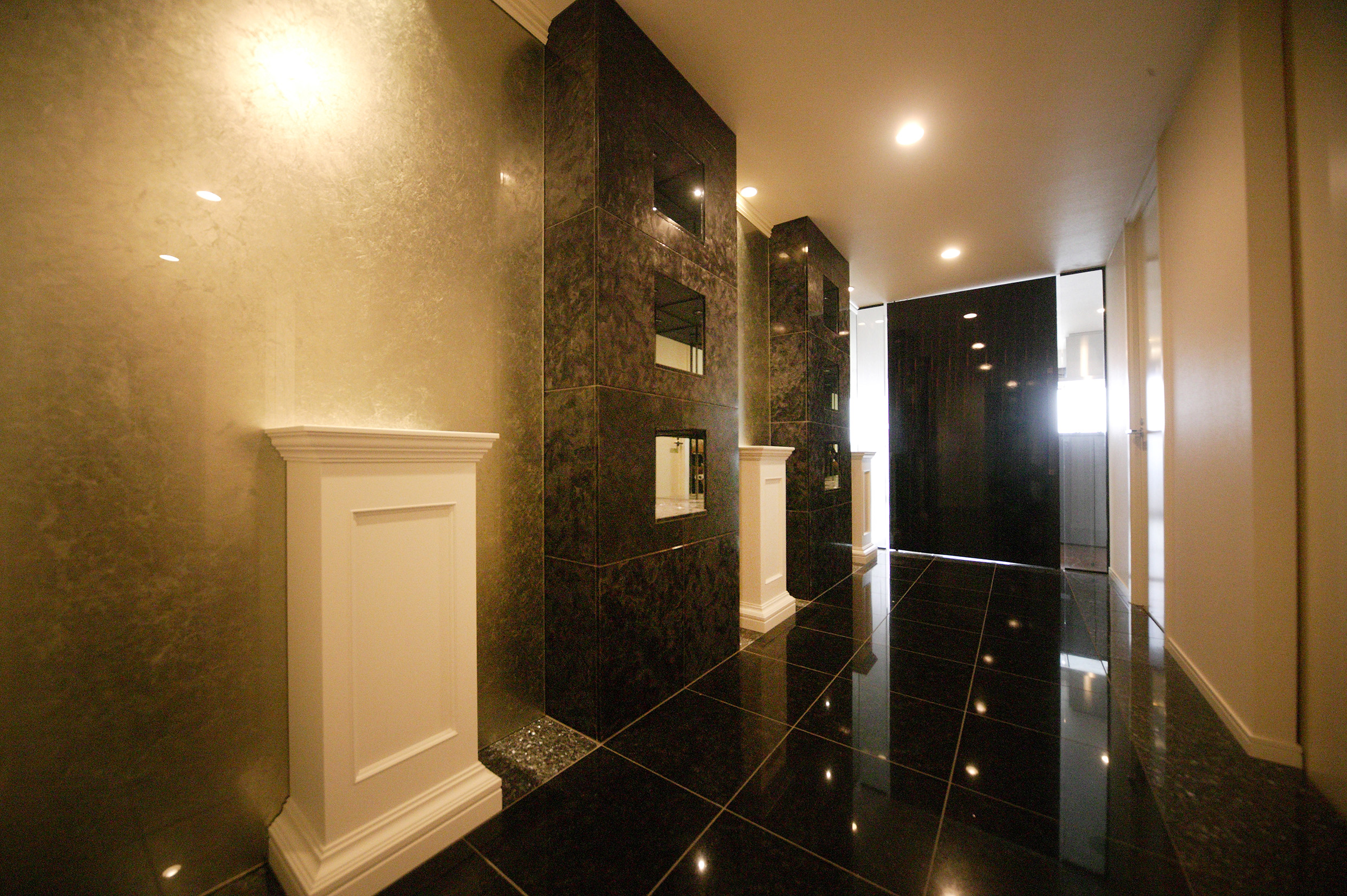 Hallway, Treasure space, Decorative glass, stone