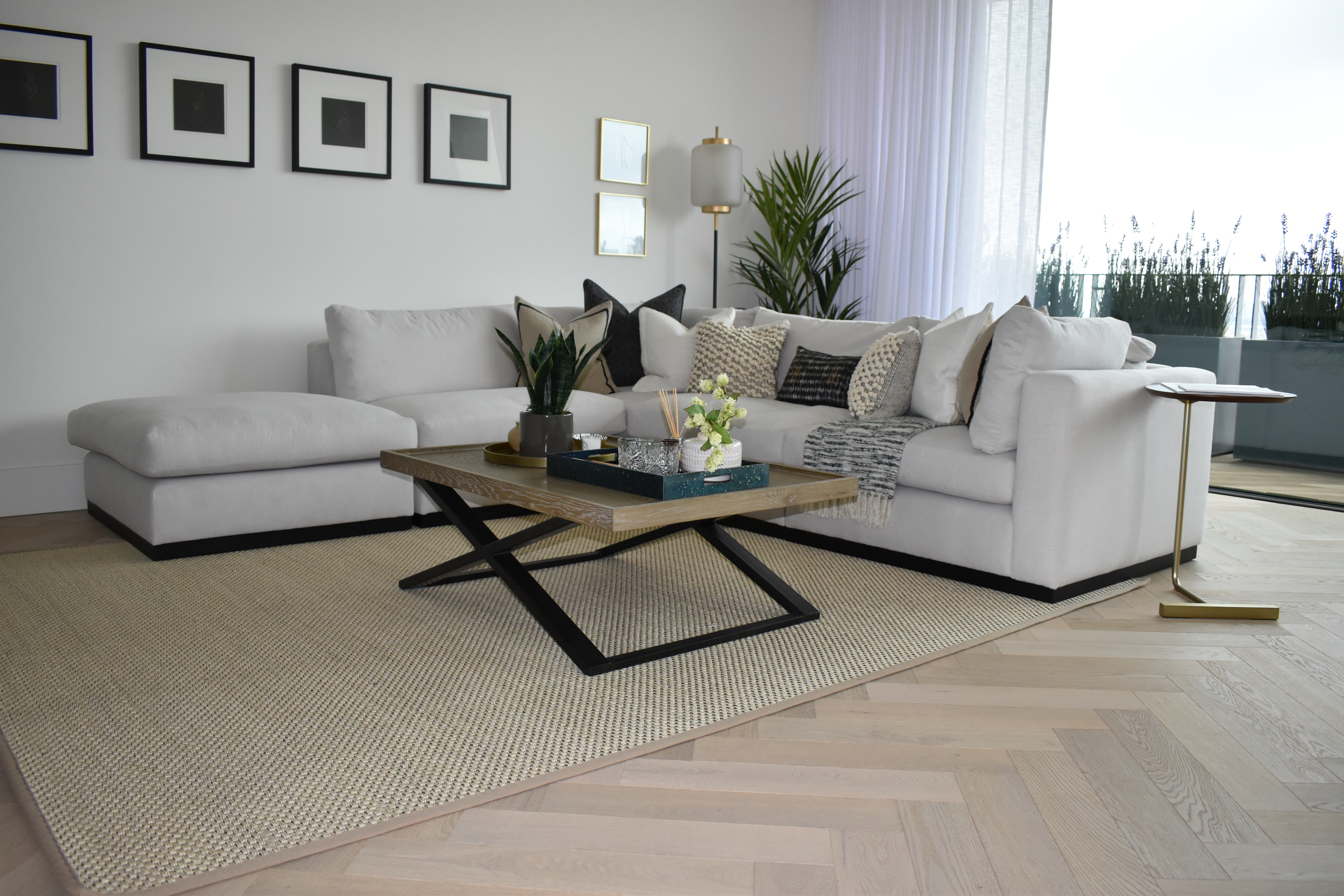 White UV oiled herringbone flooring in the BBC Centre