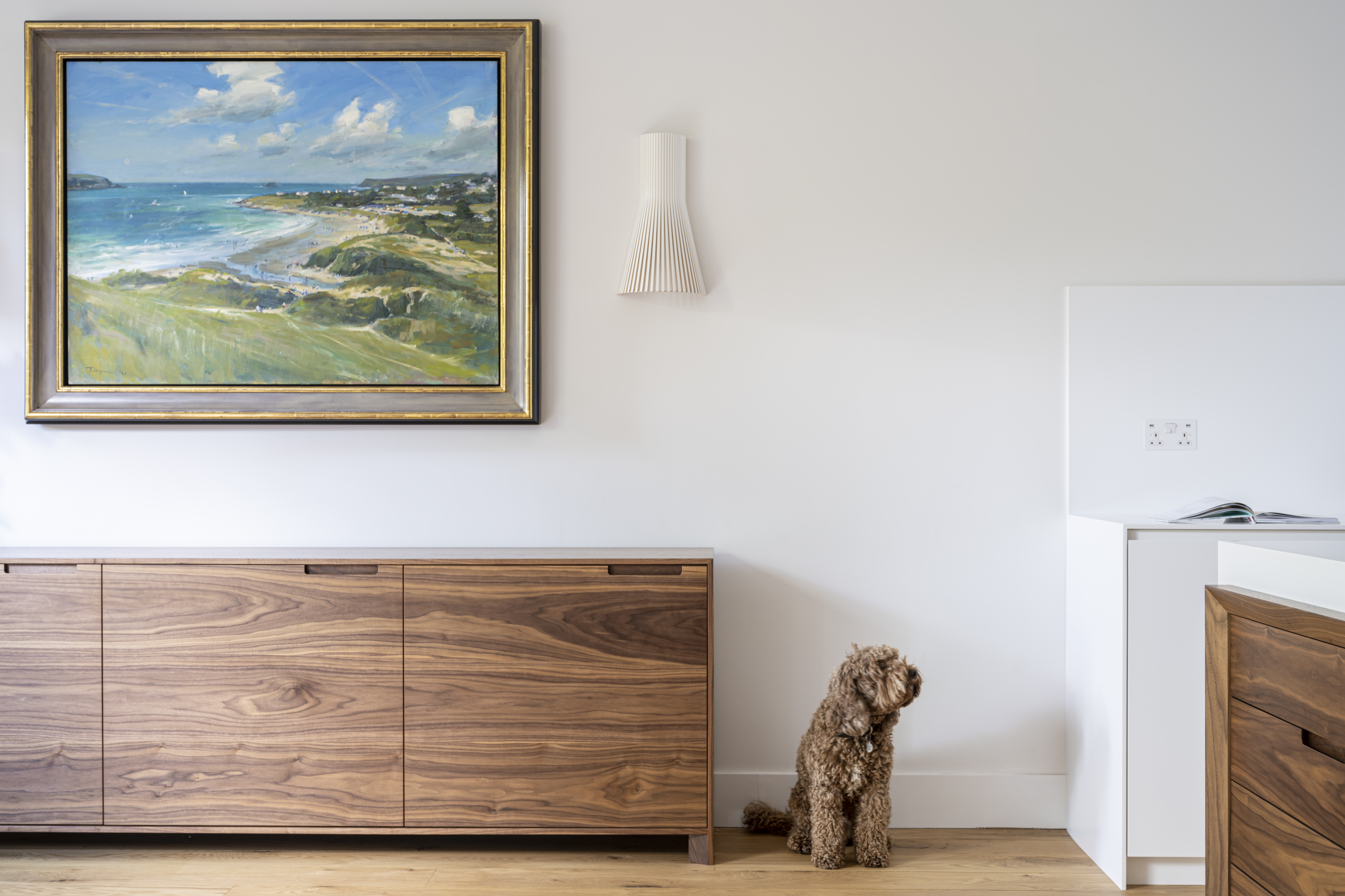 Freestanding walnut drinks cabinet