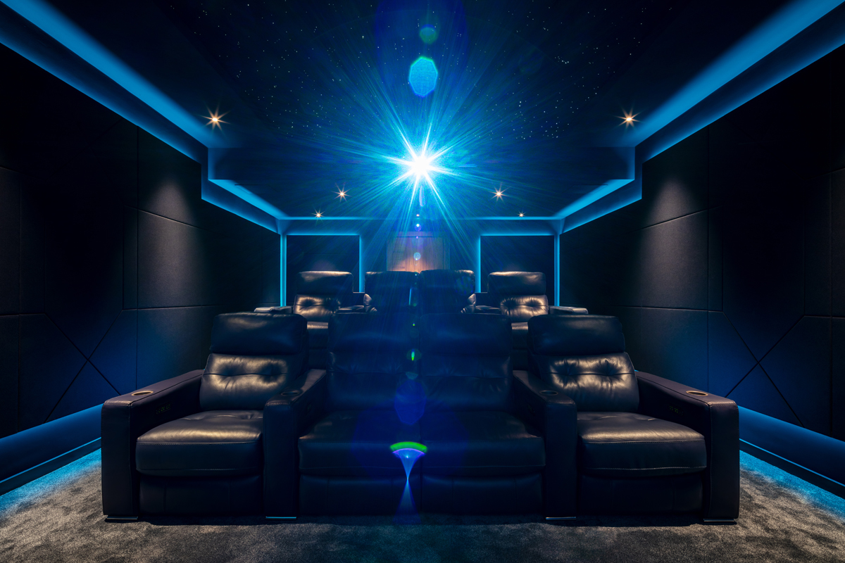 Sony 4K Laser Projector in Home Cinema with leather cinema seats