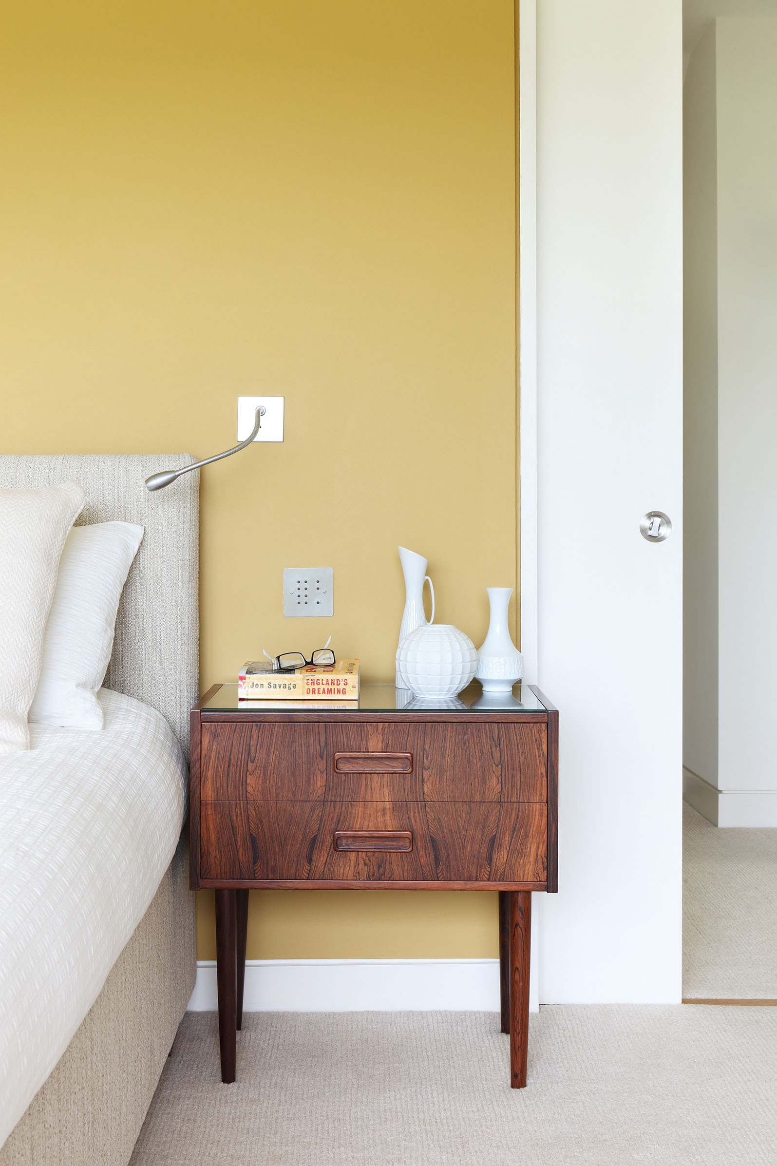 Master bedroom; mustard wall; 