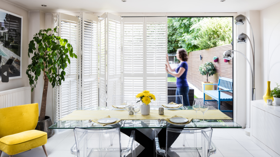 shutters that fold back with bi-fold doors