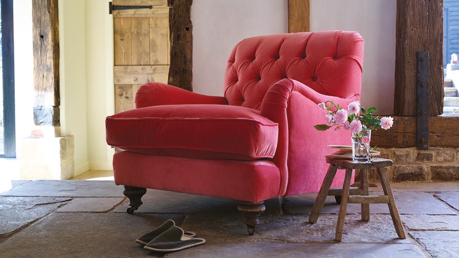 Sofas & Stuff | Chiddingfold chair in Linwood Tango Velvet Flamingo