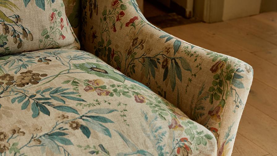 Sofas & Stuff | Cromer 3 seater sofa in Floral Linen Jungle Jaded, close up