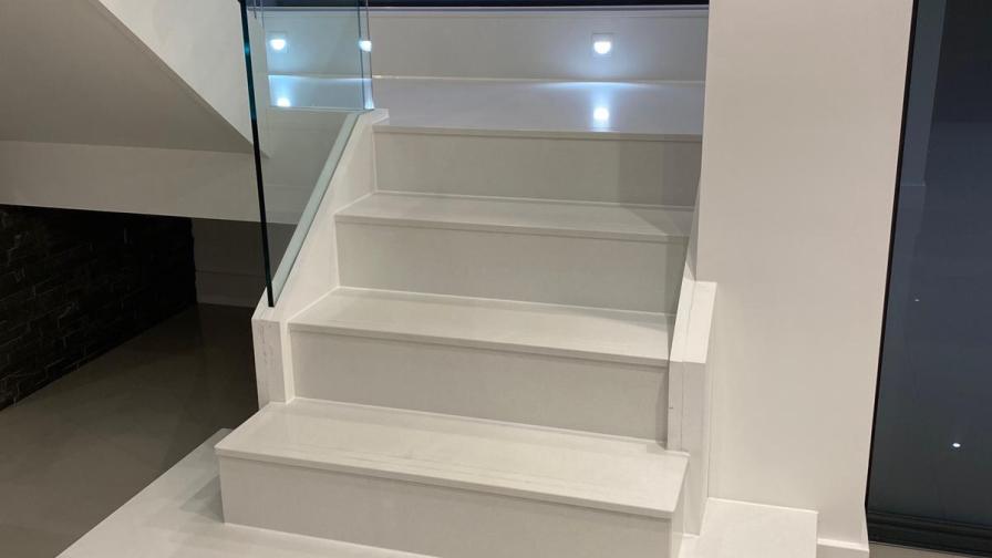 White Shimmer quartz staircase