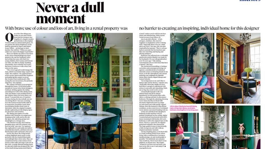 Magazine article about a London home with colourful interiors