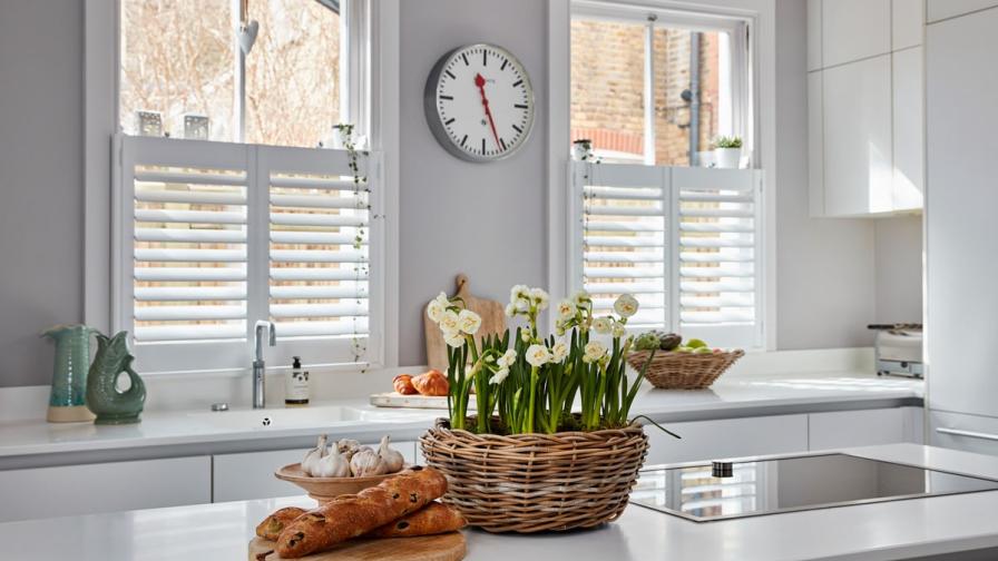 Café Style Shutters for Kitchen Windows by Plantation Shutters Ltd