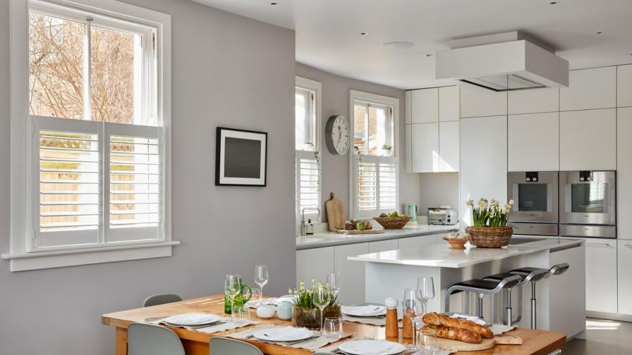 Café Style Shutters for Kitchen Windows by Plantation Shutters Ltd