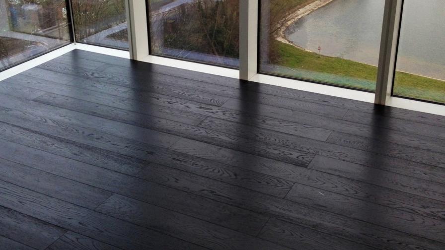 Black Lacquered Brushed Oak Flooring fitted in Penthouse