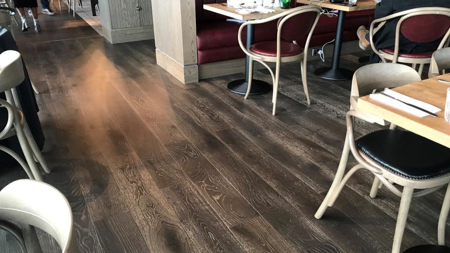 Fumed Oak engineered wood flooring in a restaurant