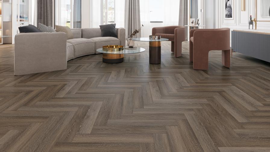 Impervia Herringbone Parquet flooring Cobble Grey Oak 