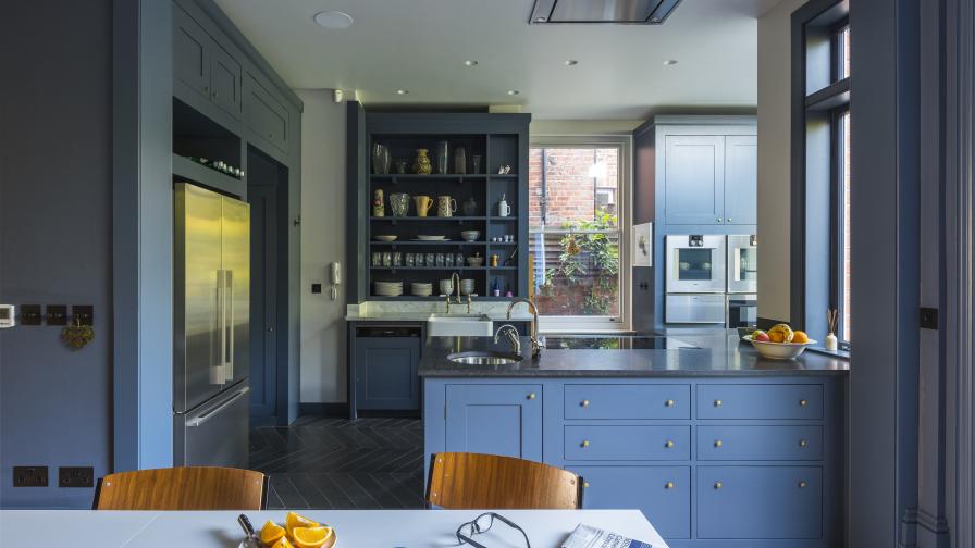 Hand pained shaker style kitchen in Hampstead