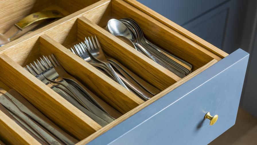 Cutlery drawer from solid dovetailed oak