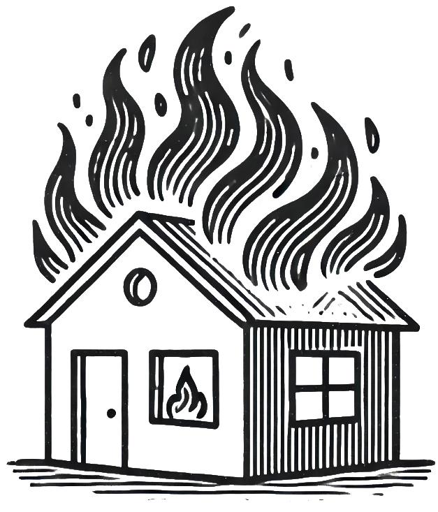 house on fire icon