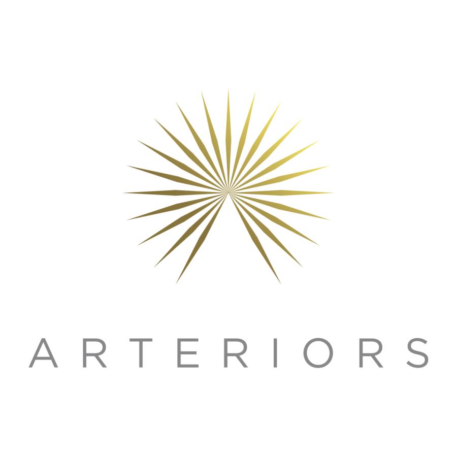 Arteriors logo featuring a golden, radiant starburst design above the brand name in sleek, grey letters.